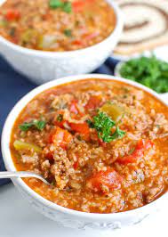 With ground beef, rice, and plenty of green bell peppers, you'll have a hearty meal all in one pot. Instant Pot Stuffed Pepper Soup A Cedar Spoon