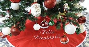 42 Red Nonwoven Christmas Tree Skirt With Embroidered Edge Redwhite More Info Could Be Christmas Tree Skirt Red Christmas Tree Skirt Purple Christmas Tree