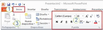 Fichas: La pestaña archivo es donde puede crear un nuevo archivo, abrir o guardar un archivo existente e imprimir su presenta