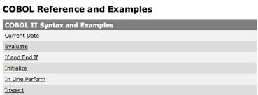 Name some of the example of cobol 11 ? Cobol Reference And Examples Quicklycode