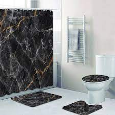 Marble is one of the materials that has always been closely related to exquisite and fine appearance. Hot Black Gold Marble Bathroom Shower Curtain Mat Set Non Slip Rugs Carpet For Bathroom Toilet Bath Bathroom Accessories Decor Shower Curtains Aliexpress