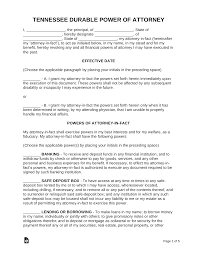 Free Printable Durable Power of Attorney Form For Tennessee