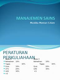 Contoh soal dan jawaban statistika mean ditya rifky rahmawati. Manajemen Sains