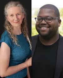 Conservatory Dean William Quillen (left) was among the fans who packed the  house at the Parma-Snow branch of the Cuyahoga County Public Library last  night to hear Oberlin grad and bestselling author