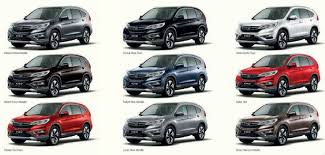 honda cr v new colour chart and option packs