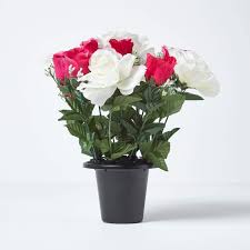 Memorial grave flower vase special auntie. Homescapes White Pink Grave Flowers Roses Rosebuds Mix In Grave Vase 30 Cm Artificial Graveside Flowers Crematorium Memorial Decoration Buy Online In Morocco At Desertcart Ma Productid 204148785