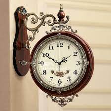 Ornate antique style double sided mahogany wood finish wall clock 18 inch. Double Sided Wall Clock Metal Wooden Brown White Analog Best Antique Wall Clock Wall Clock Handmade Wall Clocks