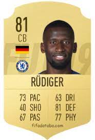 Latest fifa 21 players watched by you. Antonio Rudiger Fifa 19 Rating Card Price