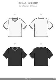 Crop Top Tee Fashion Flat Technical Drawing Vector Template Design Vector Haydenkoo Designer Style Ap Crop Top Tees Crop Top Tee Shirts Tee Shirt Fashion