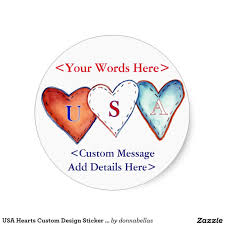 Usa Hearts Custom Design Sticker Labels Or Decals Art Gift Painted Features Colorful Heart