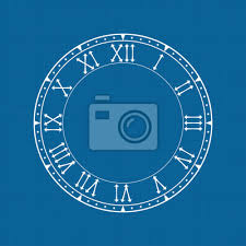 Quadrante Di Orologio Con Numeri Romani Su Sfondo Blu Adesivi A Muro Numeri Romani Quadrante Ticchettio Myloview It