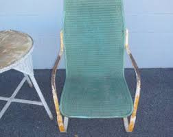 1920 S Wrought Iron And Wicker Rocker Bouncy Chair Patio Chair Covered Porch Chair Outdoor And Garden Wicker Rocker Vintage Patio Furniture Porch Chairs