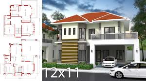 Home Design 3d 12x11m 3 Bedrooms Sketchup Exterior House Plans Full Plan Youtube