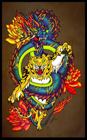 Fighting dragon and tiger tattoo this is an artistic rendition of the tattoo on the person's back. Pin On Body Art