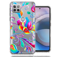 For Motorola One 5G Ace Bright Colors Rainbow Water Lilly Floral Case