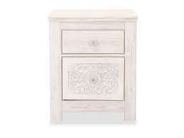 Drawers lined with faux linen laminate for finished aesthetic. Traditional Two Drawer Youth Nightstand In White Wash Mathis Brothers Furniture