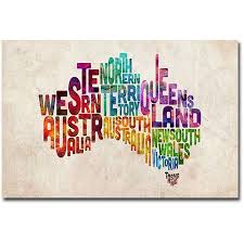 Trademark Art Australia States Text Map Canvas Wall Art By Michael Tompsett Walmart Com Australia Art Print Map Art Map Art Print