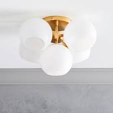 Staggered Glass Flush Mount Lighting Milk Glass