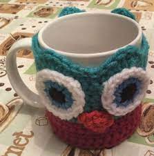 Crochet owl coffee/tea mug cozy free patterns. Janus The Owl Coffee Cup Cozy Free Crochet Pattern Crochetville