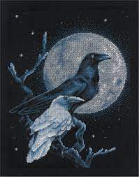 22 x 20 cm (14 count) find the perfect nature birds cross stitch patterns on smartcrosstitch.com. Panna Black Raven And White Raven Cross Stitch Kit 123stitch