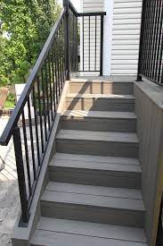 Decks Composite Deck Stairs With Black Aluminum Railings Deck Stairs Aluminum Railing Deck Exterior Stairs