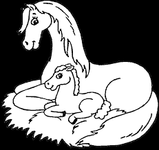 More specific terms are colt for a male foal and filly for a female foal, and are used until the horse is three or four. Mare And Foal Coloring Page Purple Kitty