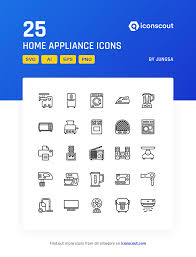 Home Appliance Icon Pack 25 Line Icons
