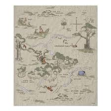 Winnie The Pooh 100 Acre Wood Map Poster Zazzle Com Wood Map Vintage Winnie The Pooh Winnie The Pooh Nursery