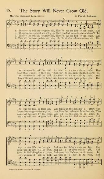 Hymns of the Kingdom: for use in religious meetings 48. The story will never  grow old | Hymnary.org