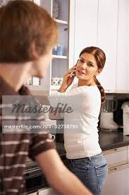 Mother and Son in Kitchen, Mom Talking on the Phone - Stock Photo -  Masterfile - Rights-Managed, Artist: SimplyMui, Code: 700-02738790