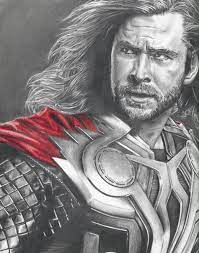 Drawing Of Thor Chris Hemsworth From Avengers Etsy In 2021 Marvel Drawings Cartoon Drawings Thor