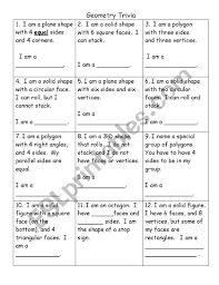 Fun trivia questions and answers · 1. English Worksheets Geometry Trivia 3rd Grade
