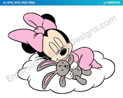 Download Baby Minnie Sleeping On Cloud Disney Babies Disney S Famous Characters As Svg Vector For Print In 5 Formats Dsnyb014026 Embroidery Stock Designs The L Baby Disney Cartoon Embroidery Minnie