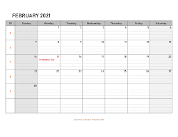 It is not a great deal to have a february 2021 printable calendar, but the real challenge is to schedule all the events in a way that each of them can be exercised flawlessly. February 2021 Calendar Free Printable With Grid Lines Designed Horizontal Free Calendar Template Com