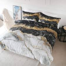 We have been through the entire journey of gold duvet. Amazon Com Blessliving Bedding Duvet Cover Set Black White Gold Foil Marble Pattern On Comforter Cover 3 Pieces 1 Marble Abstract Duvet Cover 2 Pillowcases Bed Cover With Zipper Closure Queen Home Kitchen