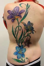 Violet flower tattoo meaning for girls and women. Blue And Violet Flower Tattoo On Back By Tantrix Body Art Best Tattoo Ideas Gallery