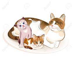 Over 85,582 kitten pictures to choose from, with no signup needed. Cats Family Cat And Two Kittens Royalty Free Cliparts Vectors And Stock Illustration Image 9603867