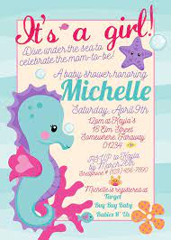It S A Girl Under The Sea Seahorse Baby Shower Etsy