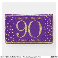 Send a fun filled birthday card to make your loved one's day even more special. Happy 90th Birthday Banner Purple And Gold Glitter Zazzle Com 60th Birthday Banner Happy 60th Birthday Birthday Banner