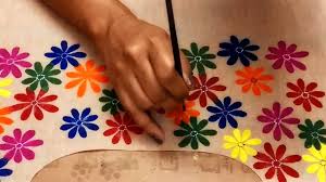 It is a quick and easy process to transform your dress easily. Diy Free Hand Painted Panel Design On Kurti Sarees Tops Fabric Painting Youtube