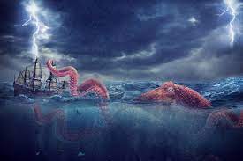 The kraken is a legendary sea monster of giant size that is said to exist off the coasts of norway and greenland. Kraken Domestika