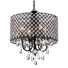 This gorgeous spherical chandelier makes a stunning addition to your home. Edvivi Marya 4 Light Antique Black Round Chandelier With Beaded Drum Hanging Clear Crystal Glass Teardrops Epg8015bk The Home Depot