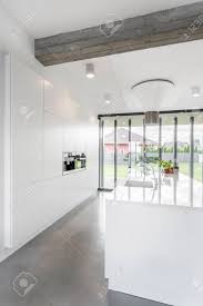 kitchen island with glossy white