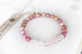 This Stretch Rhodonite And Rose Quartz Bracelet With Silver Is Great For Daily Wear It Awakens Your Heart C Rose Quartz Bracelet Beaded Jewelry Sacred Jewelry