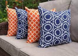 Bold, solid colors and a flat edged design means that it can easily update any piece of furniture. Items Similar To Blue And Orange Stuffed Outdoor Pillow Orange Geometric Pillow Blue White Orange Outdoor Patio Decor Blue Patio Decor Orange Outdoor Pillows