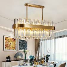 Gold Oval Chandelier Light Traditional Crystal Block 6 8 Heads Dining Room Hanging Ceiling Light Beautifulhalo Com