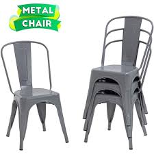 Everyday metal dining chair ideal for industrial or rustic style homes. Dining Chairs Set Of 4 Indoor Outdoor Chairs Patio Chairs Furniture Kitchen Metal Chairs 18 Inch Seat Height 330lbs Weight Capacity Restaurant Chair Stackable Chair Tolix Side Bar Chairs Walmart Com Walmart Com