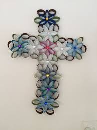I've said it once, and i'll say it again. Cross Of Flowers Made From Toilet Paper Rolls Lots Of Fun To Make Toilet Paper Crafts Paper Towel Crafts Toilet Paper Roll Wall Art