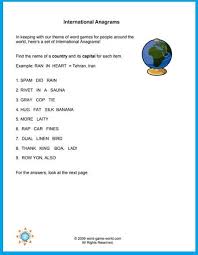 Puzzles are a fun way to pass the time whether on a rainy day or as a family project. Anagram International Challenge Countries Capitals