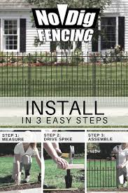 Ironcraft residential fencing line covers several categories of fencing from aluminum residential fencing in numerous styles and colors, to steel residential fence alternatives for markets, which prefer steel over aluminum. No Dig Grand Empire Xl 3 8 Ft H X 4 7 Ft W Black Steel Pressed Point Decorative Fence Panel Lowes Com Backyard Fences Dog Fence Cheap Diy Dog Fence